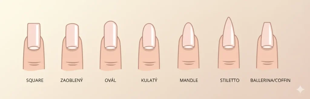 Nejčastější tvary nehtů